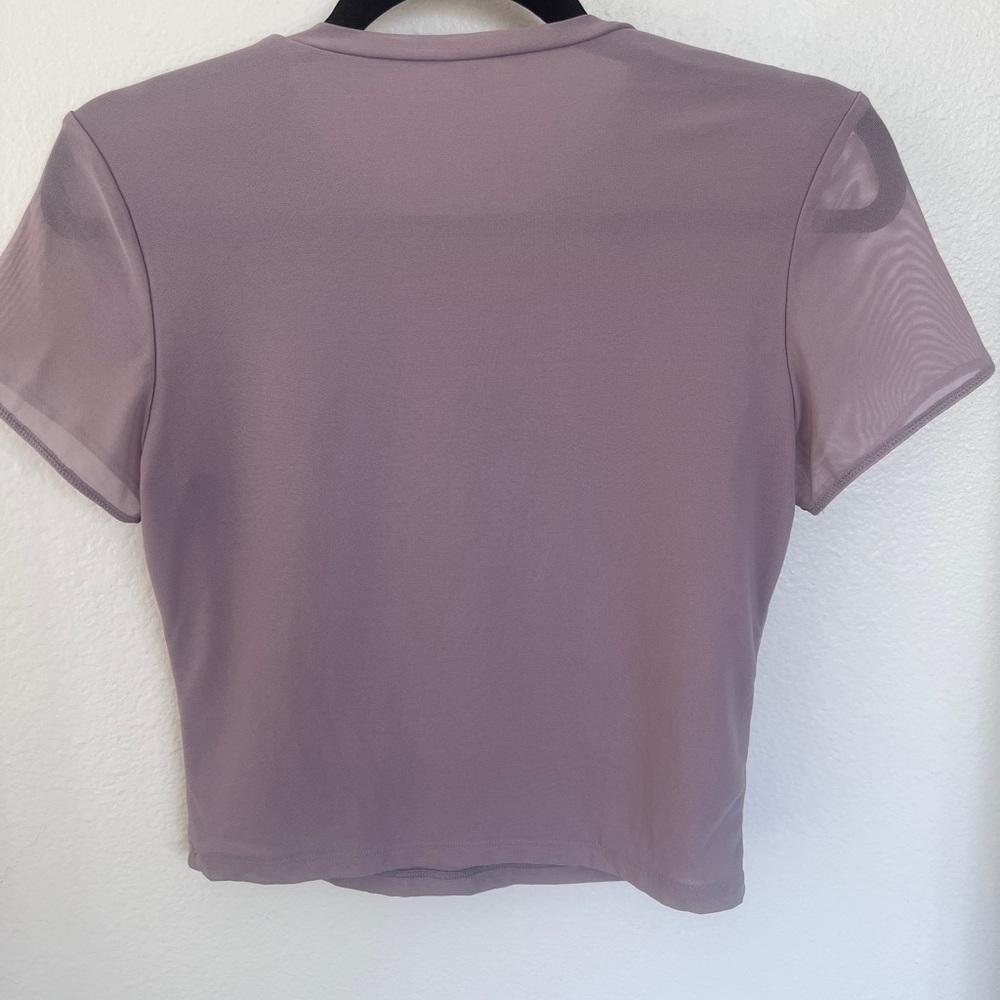 Lavender Color Silky Mesh Sleeved Shirt